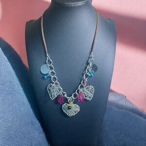 Wire Heart Charm Necklace Colorful Statement Romantic Boho Chic Fashion Festival